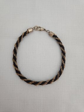 Trifari Vintage Braided Black & Gold Rope Bracelet